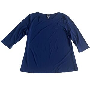 Clara Sun Woo Tunic Top Womens Medium Navy Oversized Minimalist Slinky Stretch